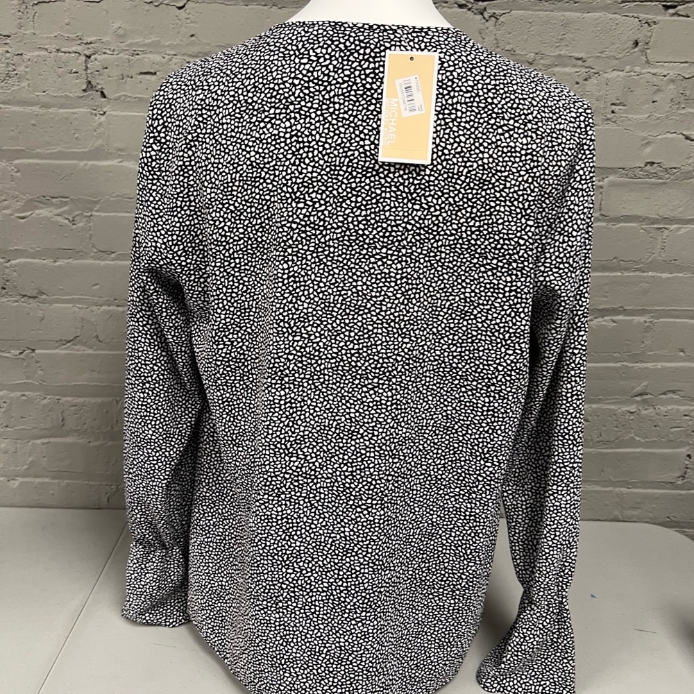 Michael Kors Black and White Dotted Blouse - Picture 3 of 5